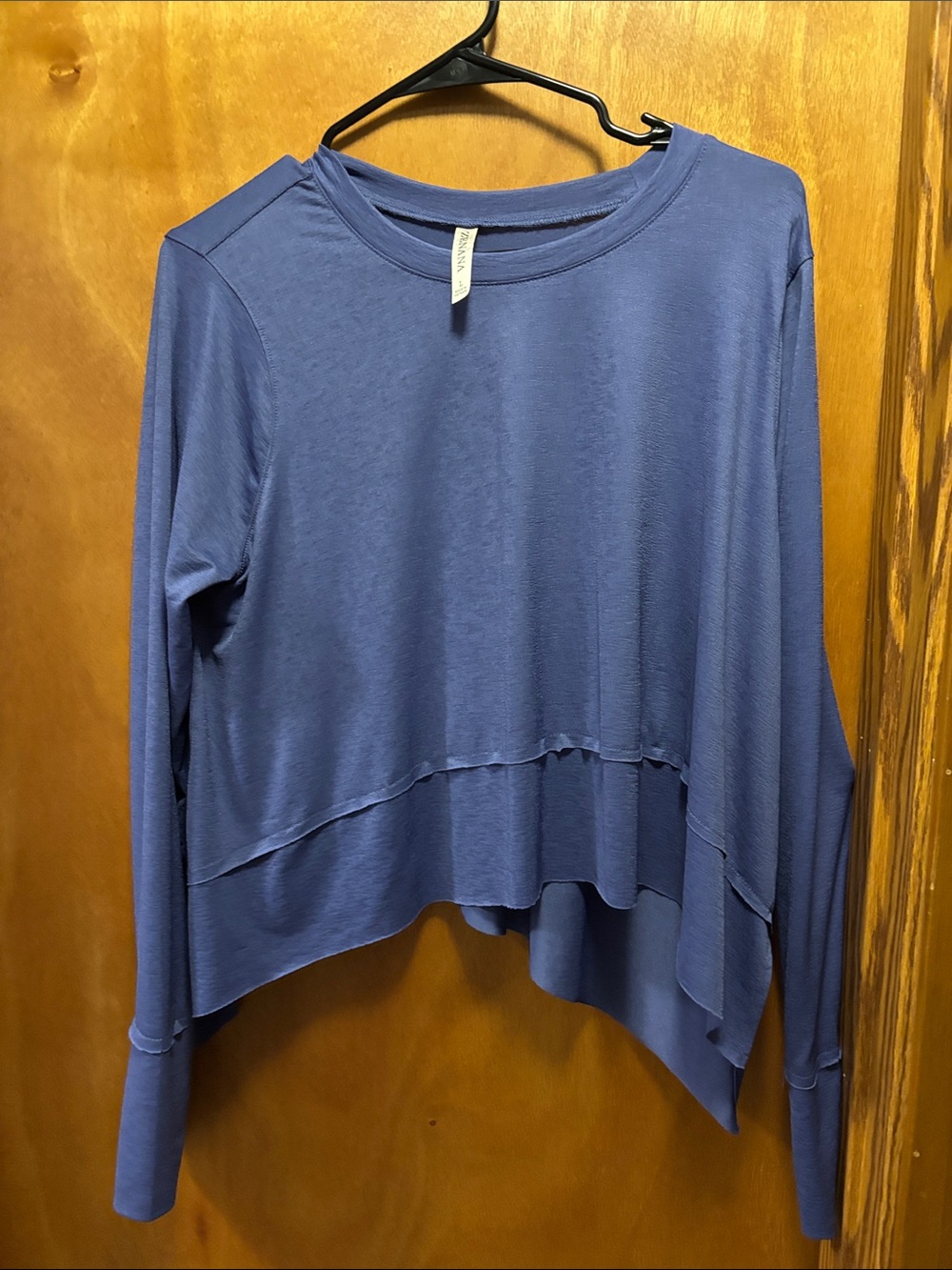 Zenana Outfitters shark bite Long Sleeve Layered Hem Top